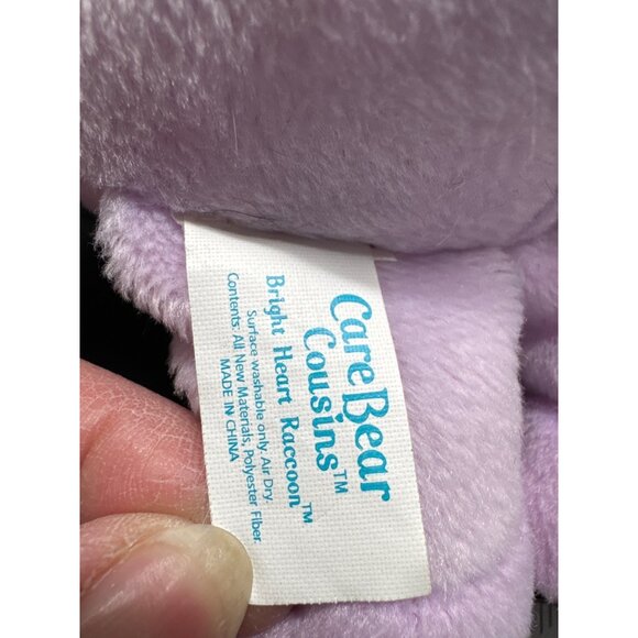 Care Bears Bright Heart Raccoon Purple Plush Toy 2004 Edition 10" Soft Cuddly St - Picture 7 of 8
